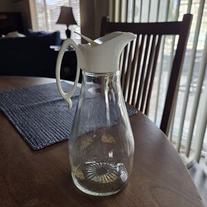70s Log Cabin Gold Eagle Syrup Pitcher❤️🤍💙